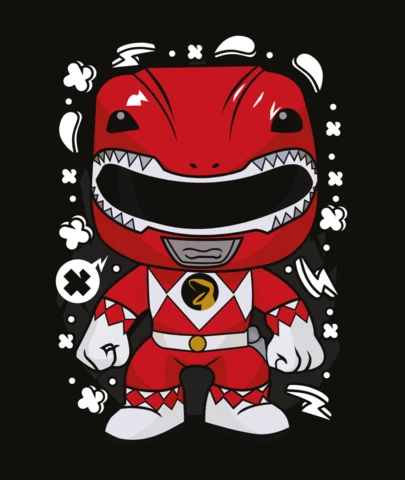 Mighty Morphin Red Power Ranger Pop Culture T-Shirt Design Template