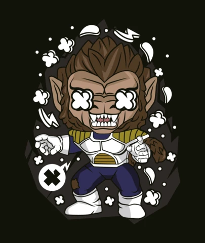 Modelo de design de camiseta de cultura pop de macaco Vegeta