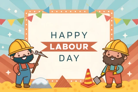 Feliz día del trabajo plantilla de diseño de dibujos animados para celebraciones festivas