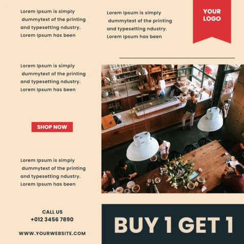 Koop 1 krijg 1 koffie sale instagram post ontwerpsjabloon