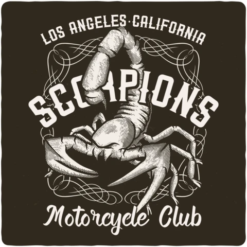 Scorpions Motorcycle Club Vintage T-shirt Design Template