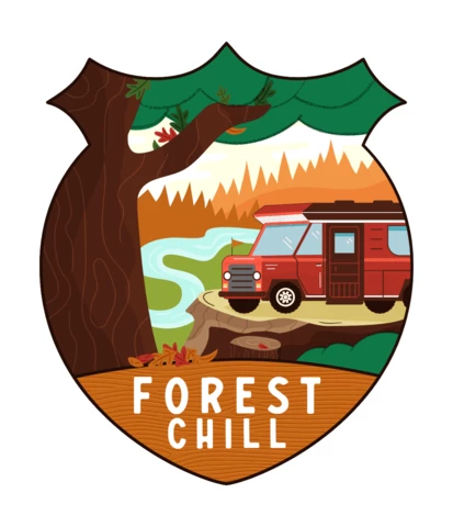 Modèle de badge de refroidissement en forêt