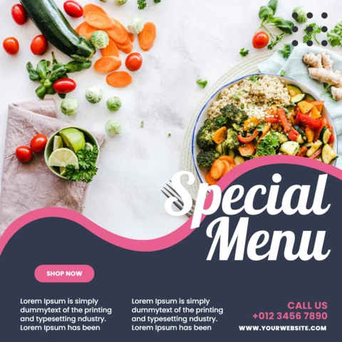 Niesamowity, charakterystyczny falisty szablon posta reklamowego restauracji w mediach społecznościowych