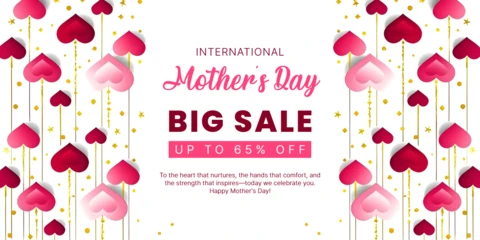 Plantilla de diseño de venta con tema de corazón para el día de San Valentín para promociones del día de la madre
