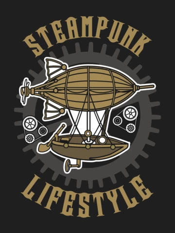 Steampunk Dirigible BalloonT-Shirt Design Template