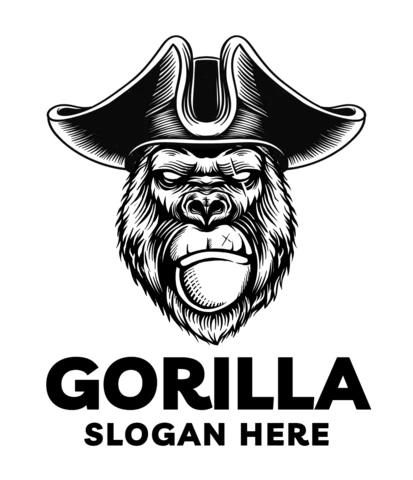 Plantilla de diseño de logotipo de mascota pirata gorila