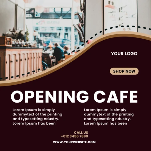 Plantilla de diseño de post promocional de cafetería en redes sociales