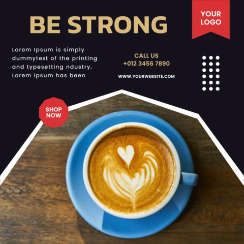 Szablon postu w mediach społecznościowych Be strong coffee