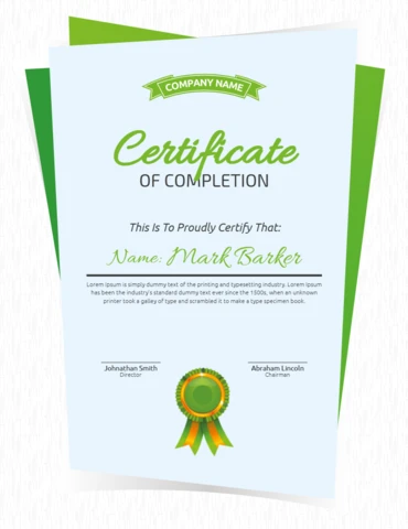 Retro Green Certificate Of Completion Post Design Template