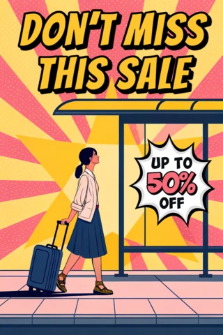 Modelo de anúncio de venda de pop art para panfletos promocionais