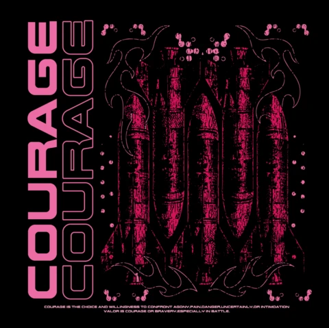 Design del template tipografico "Bold Courage" per abbigliamento e merchandising