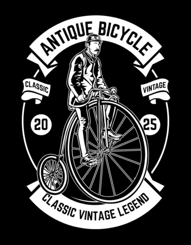 Gentleman Antique Bicycle Vintage T-shirt Template