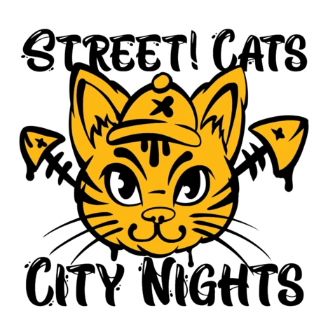 Street Art Cat Character Design Template for T-Shirt Graphics