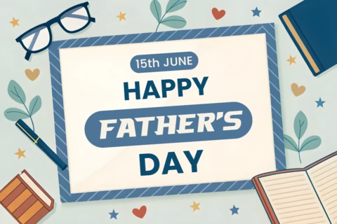 Father's Day Greeting Card Design Template with Playful Illustration Style