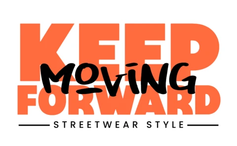 Bewege dich weiter mit mutiger urbaner Streetwear-Typografie T-Shirt Design Vorlage