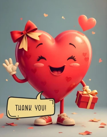 Adorable tarjeta de agradecimiento en forma de corazón
