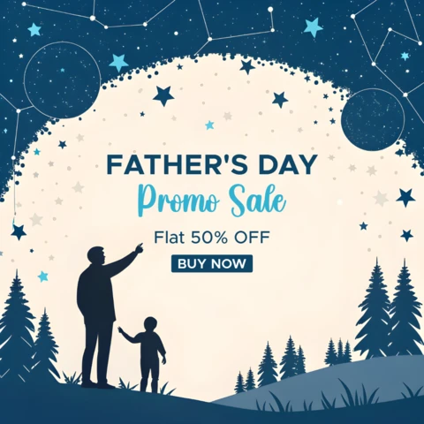 Modelo de promoção de dia dos pais | design de noite estrelada para ofertas especiais