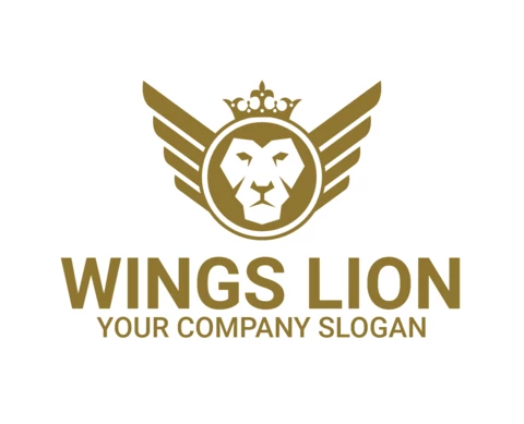 Wings Lion Logo Design Template