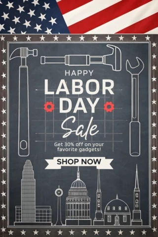 Labor Day Sale Design Template with Vintage Chalkboard Style