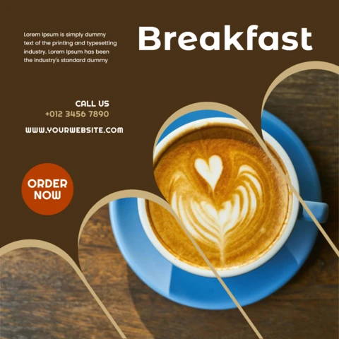 Breakfast Coffee Shop Instagram Post Design Template