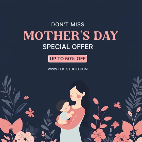Mother's Day Floral Design Template with Special Offer Announcement