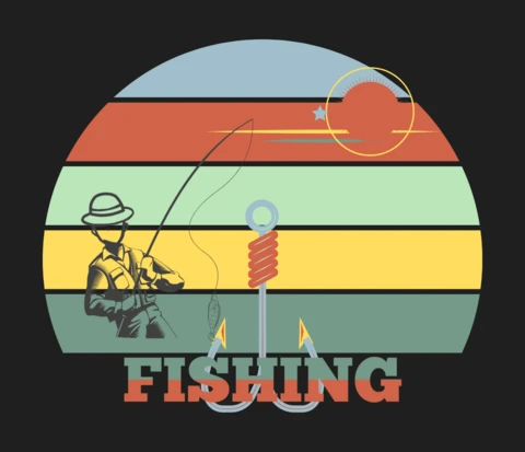 Fisher Man Fishing T-Shirt Design Template