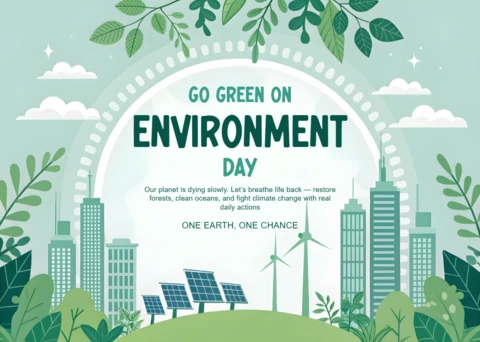 Green City View for Environment Day Design Template with Nature Elements