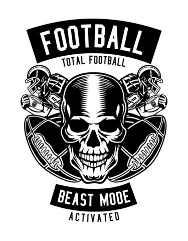 American Football Skull T-shirt Design Template
