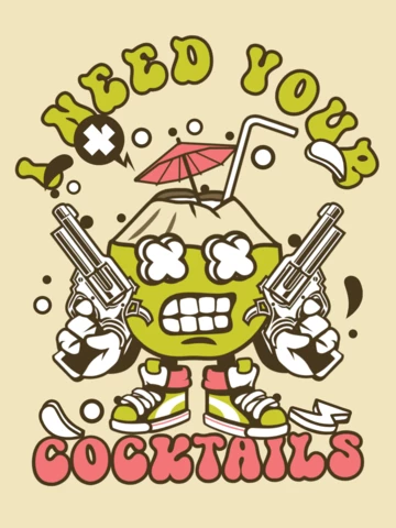Necesito tu plantilla de diseño de camiseta de cócteles de coco.