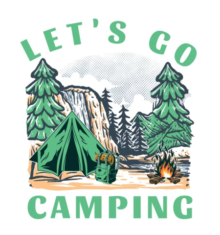 Modèle de t-shirt "Let's go camping" (allons camper)