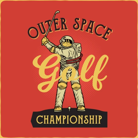 Vintage Cosmonaut Golfer T-shirt Design Template