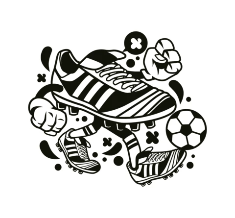 Plantilla de diseño de camiseta de personaje de dibujos animados de fútbol