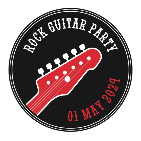 Rock Guitar Party Badge Template Design