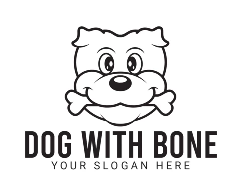 Modelo de design de logotipo de cachorro fofo com osso