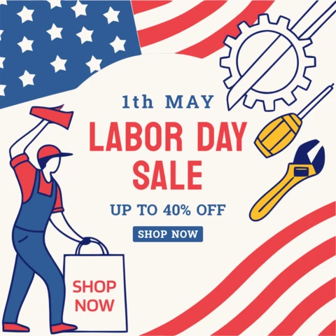 Labor Day Sale Template - Vintage American Design for Promotional Graphics