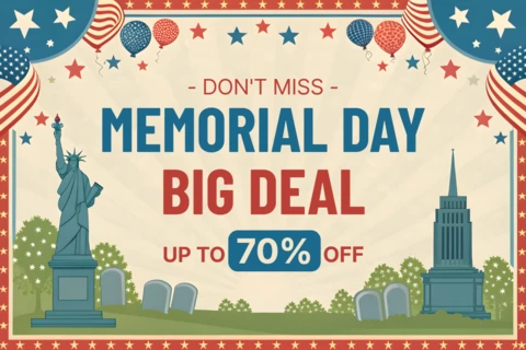 Patriotic Memorial Day Sale Template - Editable Vintage Design for Big Discounts