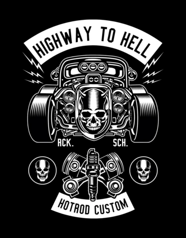 Highway To Hell Hot Rod Car Skull T-shirt Template