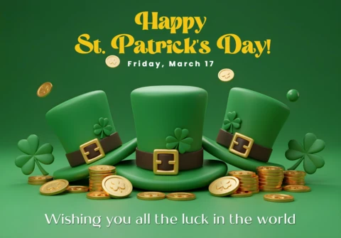 Diseño de plantilla de celebración del día de San Patricio para felicitaciones festivas