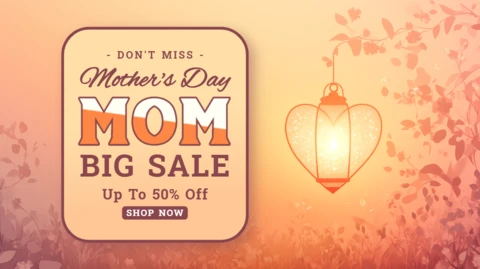 Charming Mother's Day Sale Template Design with Soft Floral Aesthetics