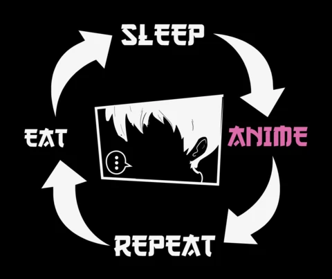 Eat Sleep Anime Repeat Manga T-shirt Design Template