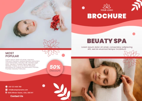 Elegant Spa Brochure Template with Floral Design for Beauty Services