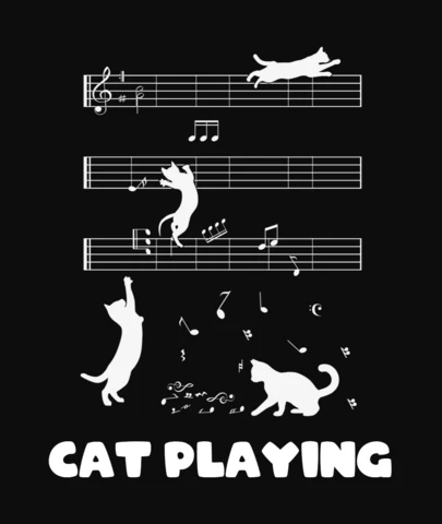 Katten die muziek spelen t-shirt ontwerpsjabloon