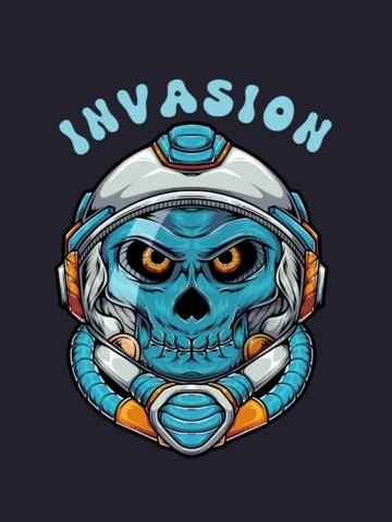 Astronaut Invaders Skull Mascot T-shirt Design