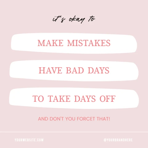 It's Okay to Make Mistakes Motivational Instagram Post Design Template