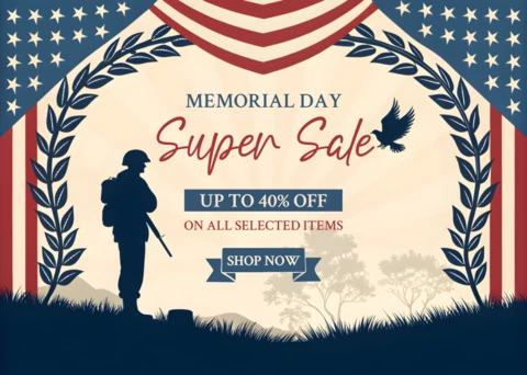 Patriotic Memorial Day Sale Template - Vintage Design for Promotional Events