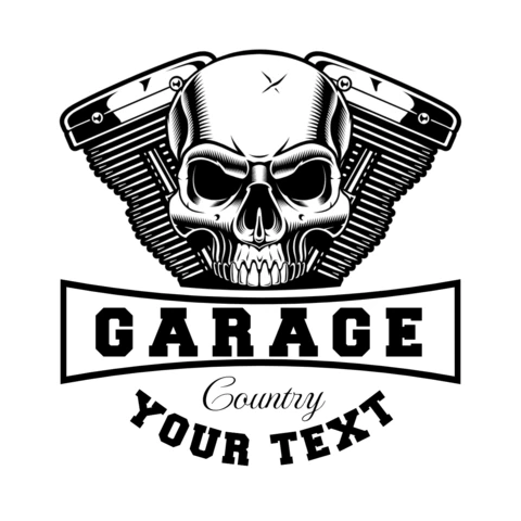 Motorcycle Engine With Skull T-Shirt Design Template