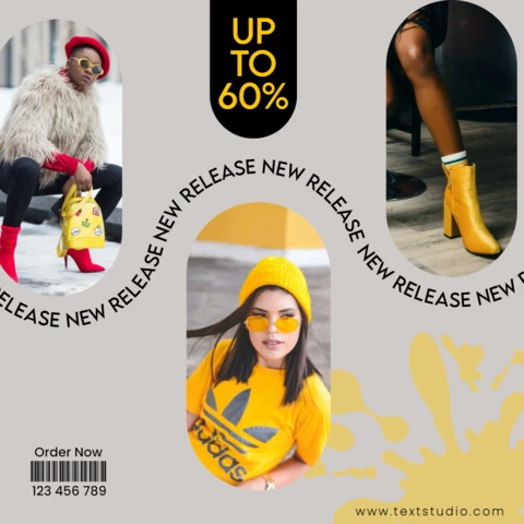 Yellow And Grey Modern Shape Fashion Instagram Post Design