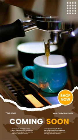 Próximamente, plantilla de diseño para publicación en Instagram de cafetería