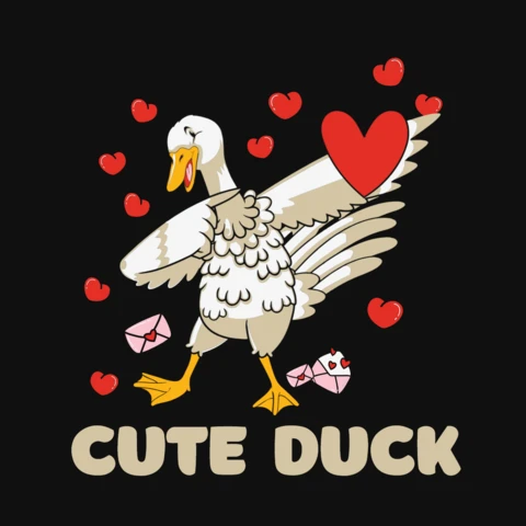 Valentine's Day Cute Duck T-Shirt Design Template