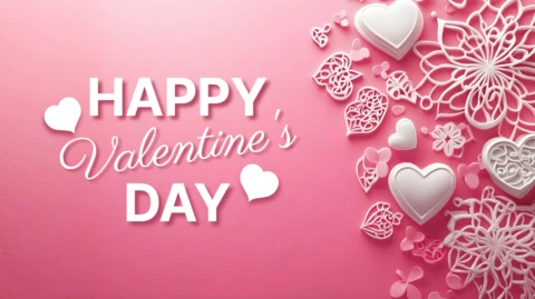 Plantilla romántica de tarjeta de encaje con corazones para San Valentín